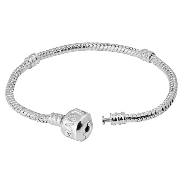 Penny /& Piper 6 Inch Sterling Silver Plated Love Snap Barrel Clasp Snake Chain European Charm Bracelet for Kids//Children